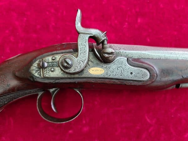 A scarce single shot .60 cal percussion pistol by Conway. Circa 1830-1850. Ref 3201