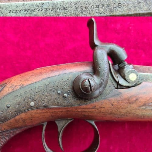 A scarce single shot .60 calibre Irish percussion pistol by Richardson of Cork. Circa 1830. Ref 3290