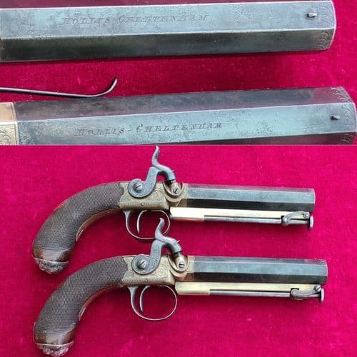 A superb pair of English .50 cal  Percussion belt pistols HOLLIS of CHELTENHAM Circa 1840. Ref 3960