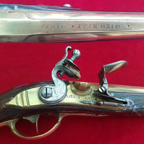 A Superb very long German flintlock pistol made by KAHRL BUCHHEIM C. 1740. Good condition. Ref 1374.