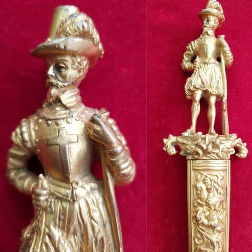 A Very fine and large size Romantic dagger with a figure of a 17th century Musketeer. Ref 2982