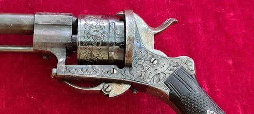A very fine condition 6 shot double action antique pin-fire revolver circa 1865. Ref 3806.