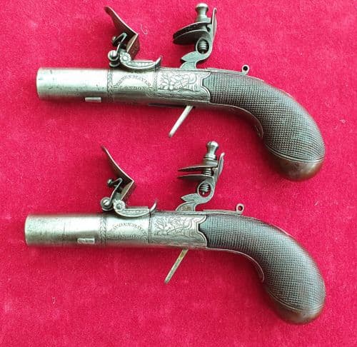 A very Fine Pair of English Flintlock Muff Pistols by Staudenmayer of London. Ref 1983