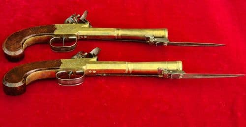 A very fine pair of high quality British all-brass flintlock Blunderbuss pistols. C. 1800. Ref 3753.