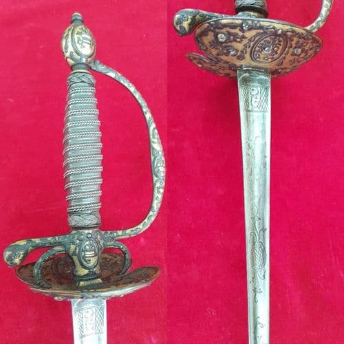 A very fine steel hilted small sword with gilt panels. C . 1780. Ref 1289.