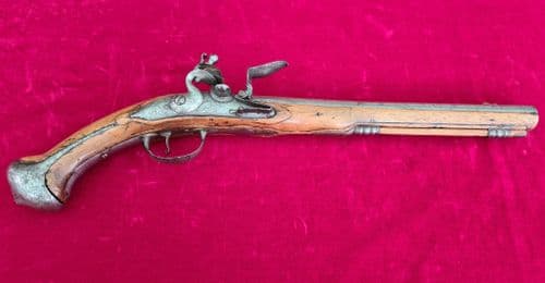 A very long German single barrel flintlock pistol. Circa 1720-1750. Ref 3196.