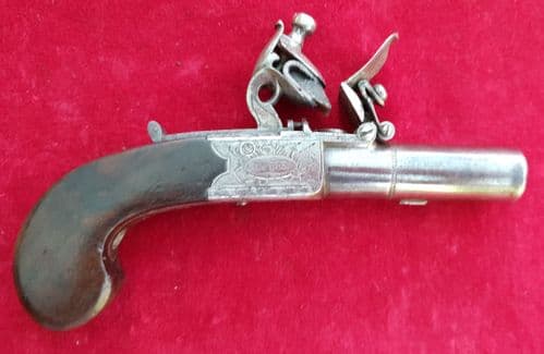 A very rare high quality flintlock pocket pistol by Barton of London. Circa 1804-1822.  Ref 2803