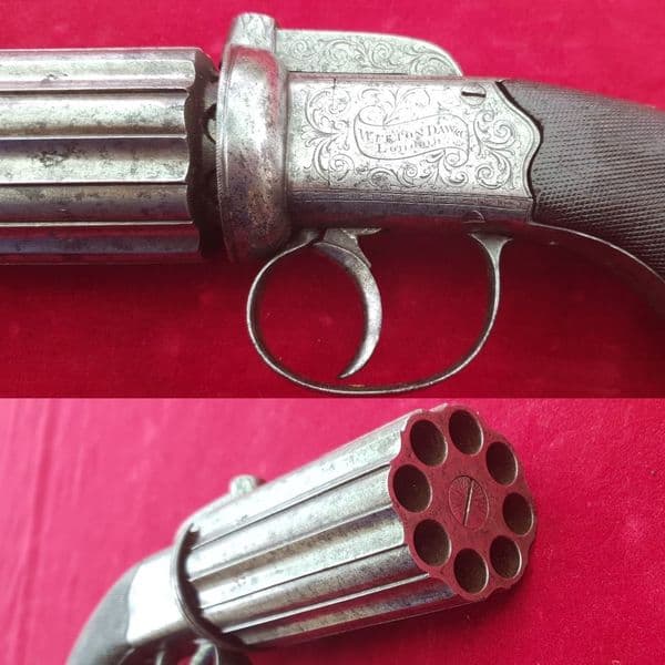 A very rare massive EIGHT SHOT English percussion pepper-box revolver by WITTON DAW & Co. Ref 2760