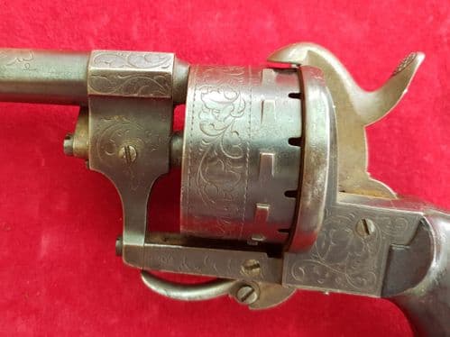 A very rare twelve shot double action antique pin-fire revolver. Circa 1862-65. Ref 1853.
