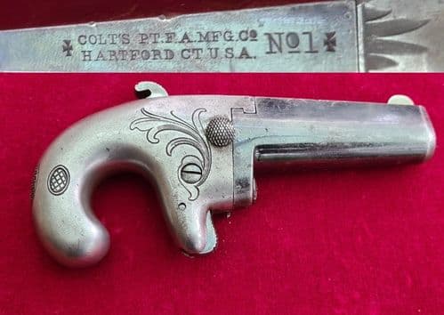 A very scarce early blued Colt No.1 all metal .41 calibre rimfire Derringer. Circa 1870. ref 3893.