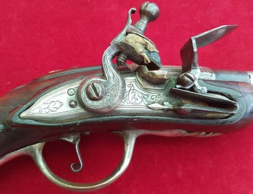 A very unusual small size French flintlock pistol with a screw-off barrel. Circa 1740-60. Ref 1612
