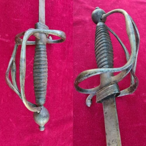 An 18th Century sword with a half basket hilt. Revolutionary war era. Ref 3276