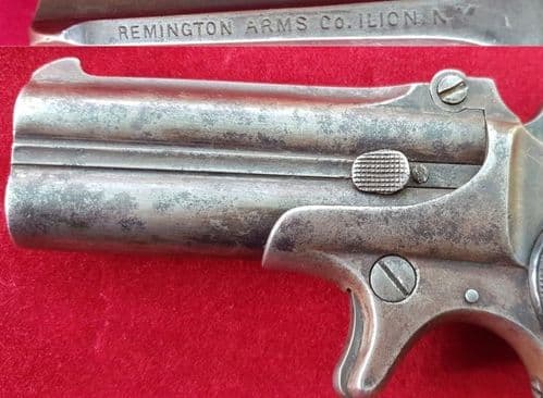 An American Remington .41 rimfire double barrel over & under Derringer pistol. C. 1875/85.  Ref 2606