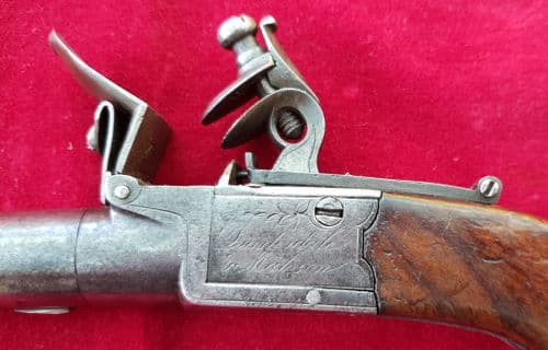 An English Flintlock Boxlock pistol by DUNDERDALE & MABSON. Screw-off barrel. Circa 1800. Ref 2496