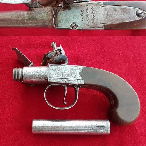 An English flintlock side hammer  pistol by Bond of London. Circa 1816-1825. Ref 1263.
