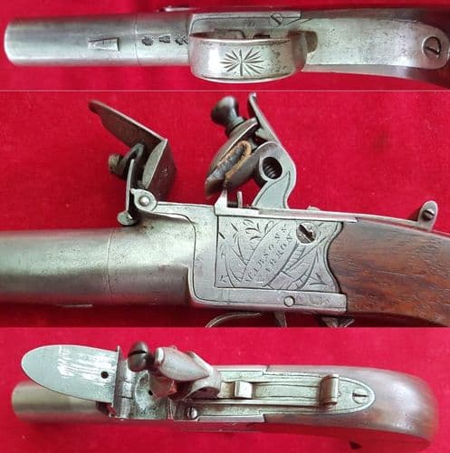 English Flintlock Boxlock pistol by MABSON & LABRON, with a screw-off barrel. C. 1821. Ref 1358.