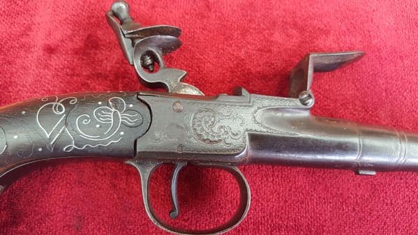 Queen Anne Flintlock Boxlock pocket pistol Circa 1775. Good condition. Ref 9336.