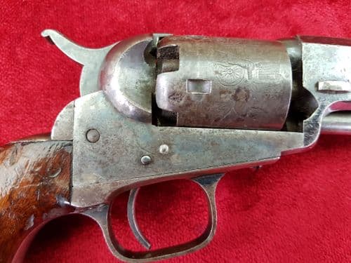 X X X SOLD X X  A rare Colt London made 1849 pocket model .31 Cal Percussion revolver with 4 inch brl. Retaining much original blued finish. Ref 9585.