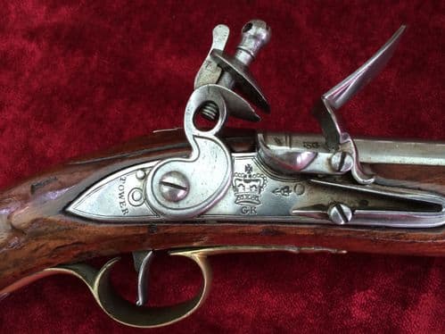 X X X SOLD X X   A scarce British military Flintlock Long Sea-Service belt Pistol of the Napoleonic Period. Circa 1800-1810. Good Condition. Ref 8061.