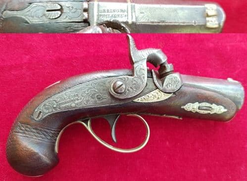 X X X SOLD X X  Percussion Deringer Pistol manufactured by Henry Deringer of Philadelphia. Ref 2621.