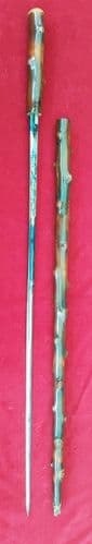 X X X SOLD X X  X A rare 19th century sword cane with blued and gilt blade. Good condition. Ref 1083