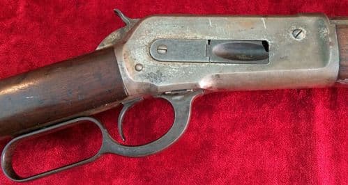 X X X SOLD X  X X  A Winchester Lever Action Rifle Model 1886, .38-56 obsolete cal. Octagonal Barrel. Full length mag. Good condition. Ref 7525.