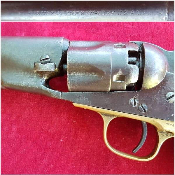 X  X X  SOLD X X X  Colt 1862 Police model .36 cal Percussion 5 shot revolver. Circa 1863. Ref 1444.