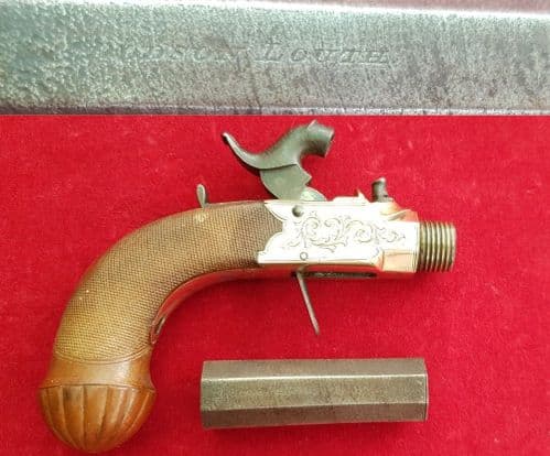 X X X SOLD X X  X English single barrelled percussion  pistol by EDWARD DODSON of LOUTH. Ref 2149