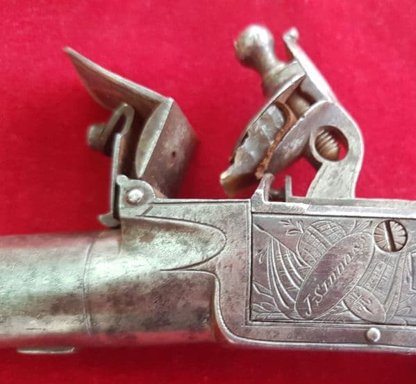 X X X SOLD X X X  Flintlock box-lock pistol by J. Siddons of London. Circa 1790-1810.  Ref 1264.