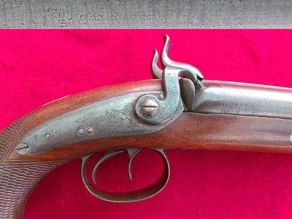 X X X  SOLD X X X percussion Howdah pistol engraved London. Circa 1840. Ref 3165