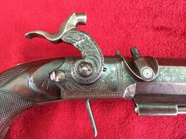 X  X  X SOLD X  X  X  Percussion travelling pistol made by Edward London, 51 London Wall. Ref 8097.