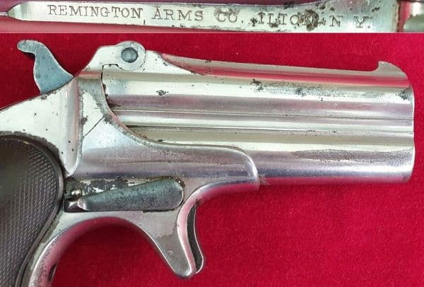 X X X SOLD X X X Remington .41 rimfire double barrelled  Derringer pistol. Circa 1875-1885. Ref 2604