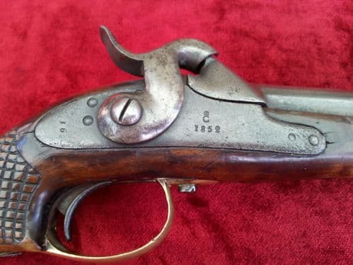 X X X X SOLD X X X A Rare Swedish Percussion Cavalry Pistol cut for Shoulder Stock, circa 1852. Calibre .8 inch approx 22mm. Ref 7709.