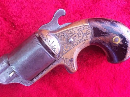 x x x x SOLD X X X X Scarce American Antique Moores patent Revolver in .32 cal. Circa 1865 - 1875 Ref 6958