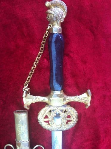 XXX SOLD XXX American Masonic Lodge Sword with owners name Ernest G. Dewing. Knight's Templar.  Ref 5345.