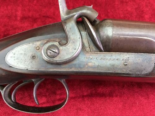 XXX SOLD XXX Rare double barrelled 8 bore sporting gun made by W & C SCOTT & SON. Circa 1840-1850. 33 inch barrels. Very good condition. Ref 9156.