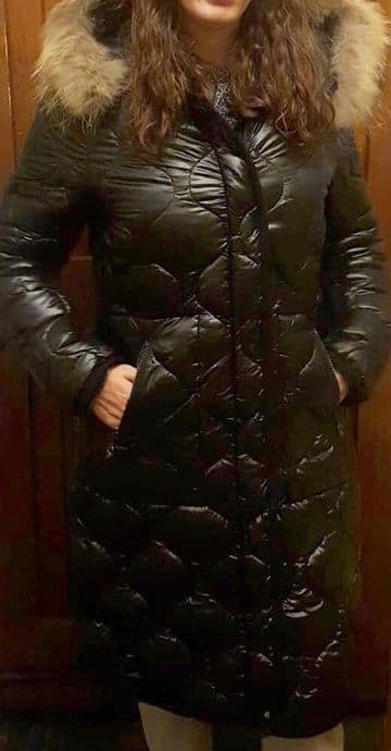 Women Winter Coat Black Quilted Long