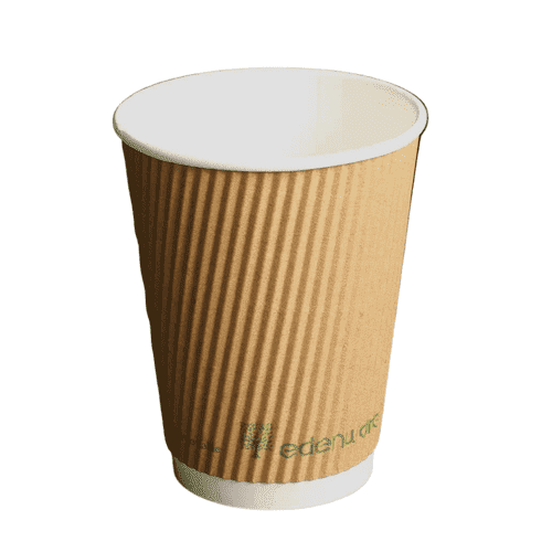 Edenware 12oz Kraft Ripple Coffee Cups 500 Pack