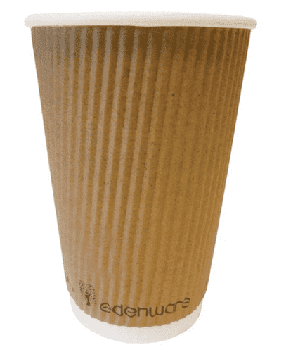 Edenware 16oz Kraft Ripple Coffee Cups 500 Pack