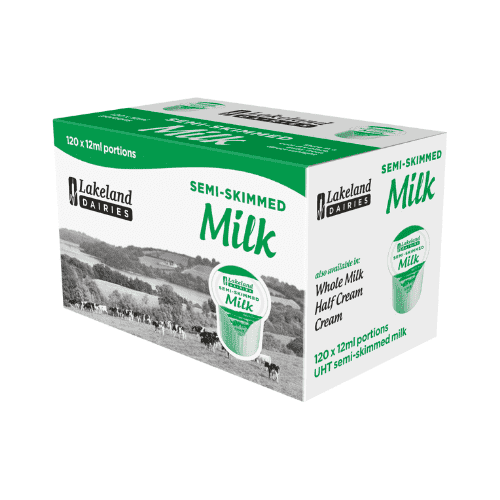 Lakeland Dairies Semi Skimmed UHT Milk Pots Case of 120