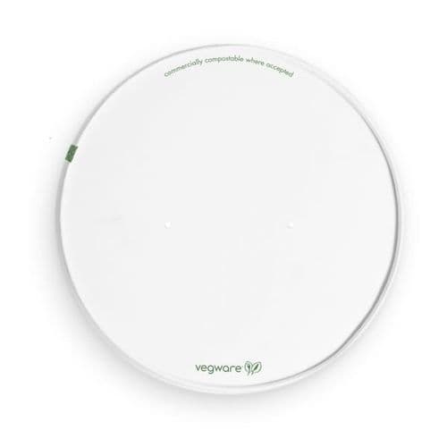Vegware 185 Series PLA-Lined Paper Bon Appetit Bowl Lids with Vents 50 Pack