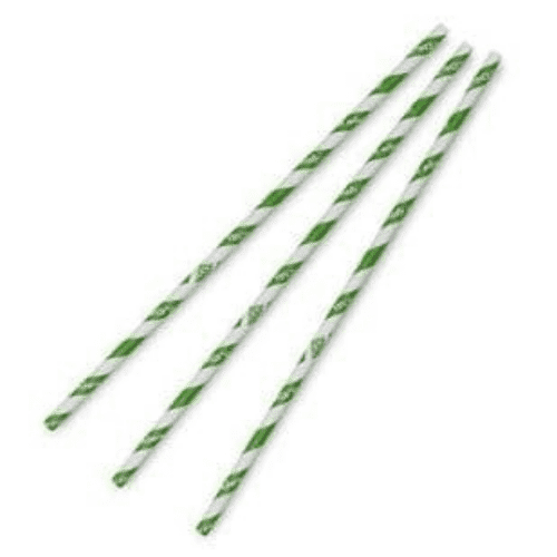 Vegware Green & White Striped Paper Straws 6mm 250 Pack
