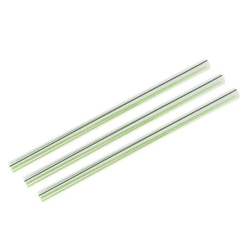 Vegware Jumbissimo Green & Clear Striped PLA Straws 10mm 120 Pack
