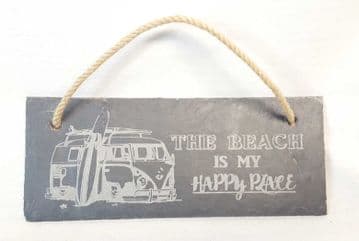 "The Beach Is My Happy Place" Hanging Slate Plaque