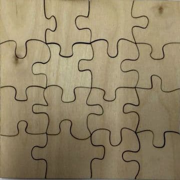 16 Piece Blank Wooden Jigsaw Puzzle Blank - 3 sizes to choose from