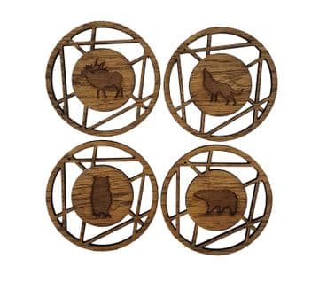 Artistic Design Elk, Bear, Wolf and Owl Coasters - Pack of 4