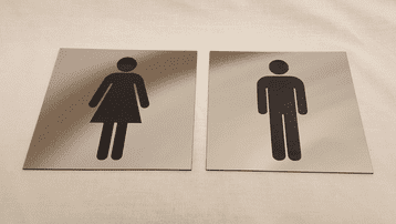 Brushed Steel Acrylic Toilet Door Signs - Male and Female