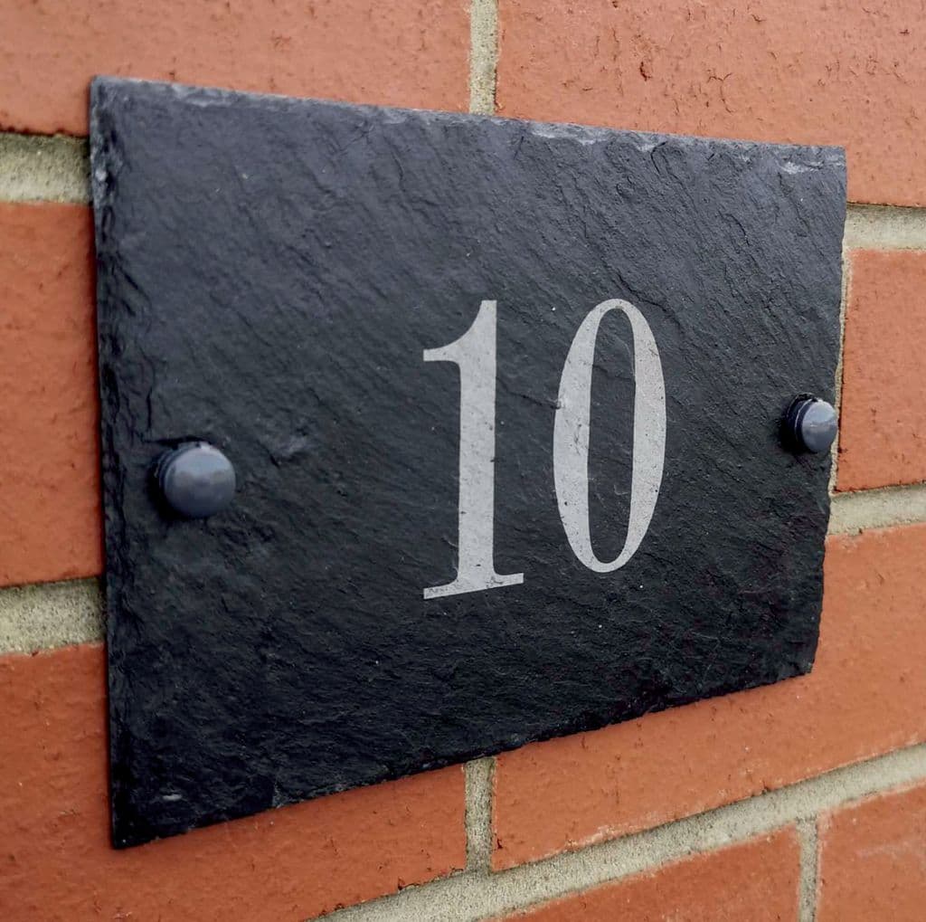 Engraved Slate House Number/Address Plaque Completely Customisable 13cm x 18cm Engraved Slate House Number/Address Plaque Completely Customisable 13cm x 18cm