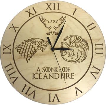 Game of Thrones Inspired "A Song of Ice and Fire" Maple Clock