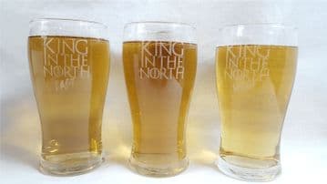 Game of Thrones Inspired "King in The North" Pint Glass with "East" and "West" Variants